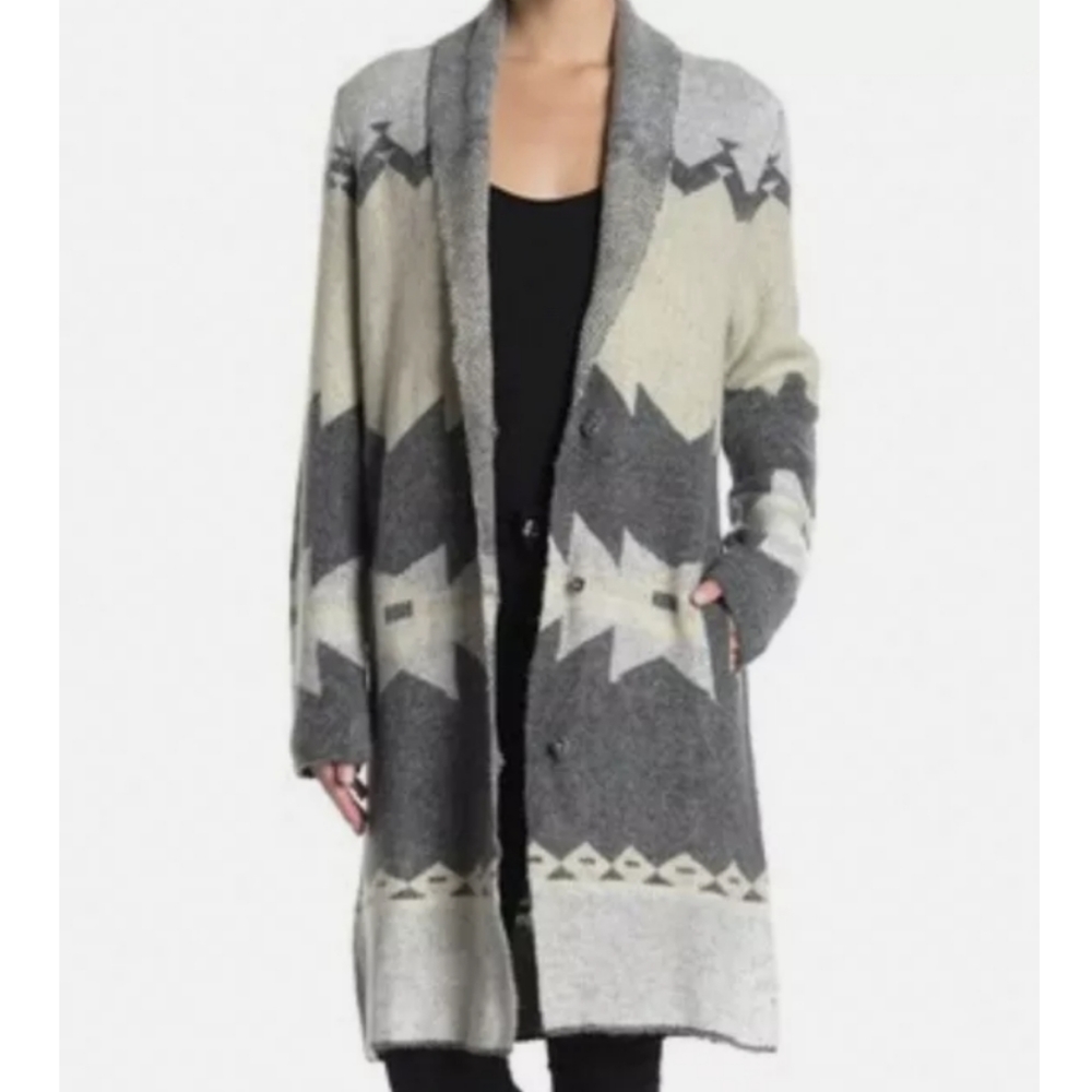Joseph A. Shawl collar snap front long cardigan